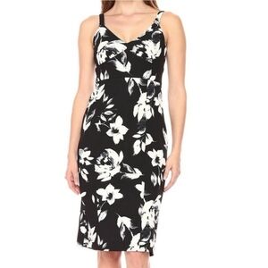 Ivanka Trump Floral Dress Straps Black White Women's 6 NWT Spring Summer Neutral